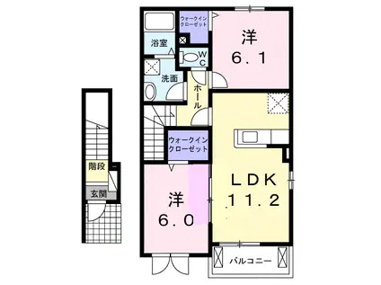 里野香 東館(2LDK/2階)の間取り写真