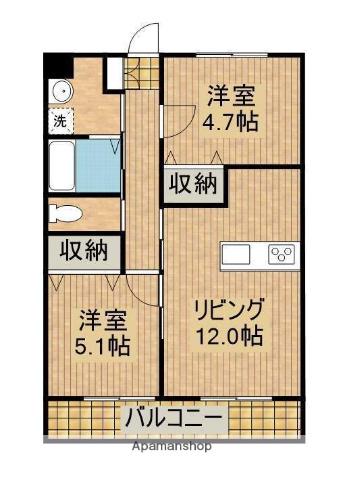 K・グランドシティ(2LDK/2階)の間取り写真