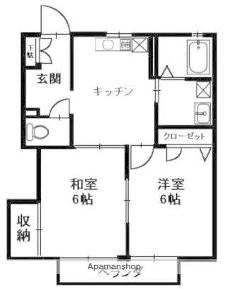 フォーブルⅢ B棟(2DK/2階)の間取り写真
