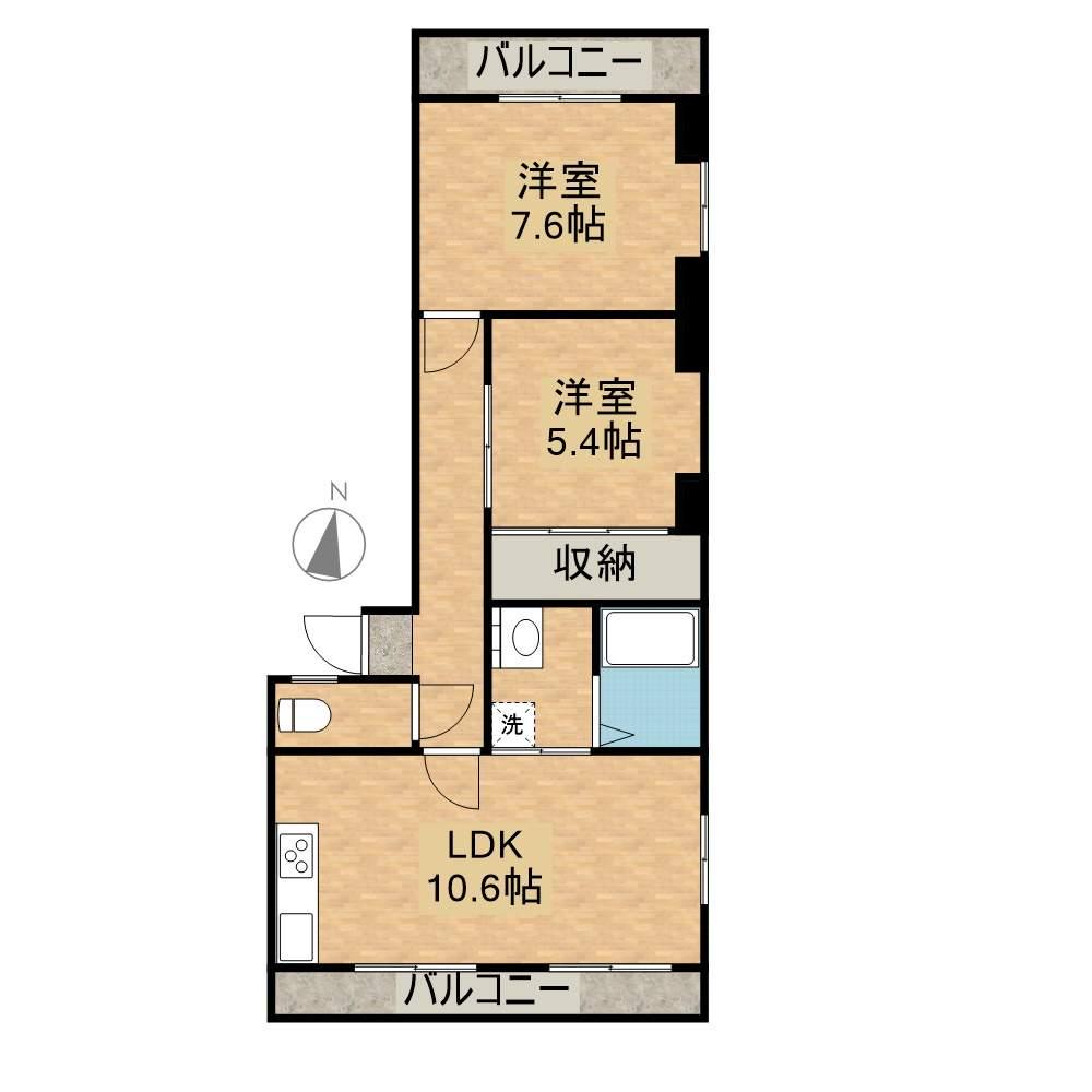 フェリーチェ正手(2LDK/4階)の間取り写真