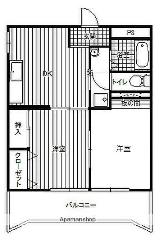ヴィラージュMⅠ(2DK/2階)の間取り写真