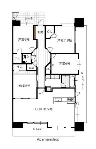 フローレンス橘公園グランドアーク(4LDK/2階)の間取り写真