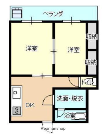 陽光マンション(2DK/4階)の間取り写真
