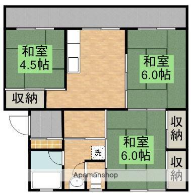 ひなたハイツ(3DK/3階)の間取り写真