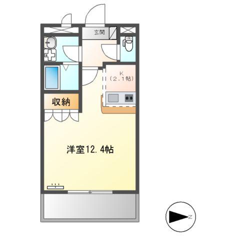 グランディールJ(ワンルーム/1階)の間取り写真