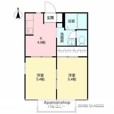 フレグランスアザレア(2K/2階)の間取り写真