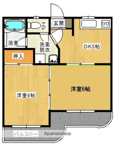 ネバーランド(2K/2階)の間取り写真