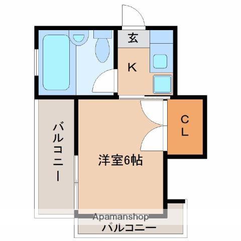第6三重野ビル(1K/3階)の間取り写真