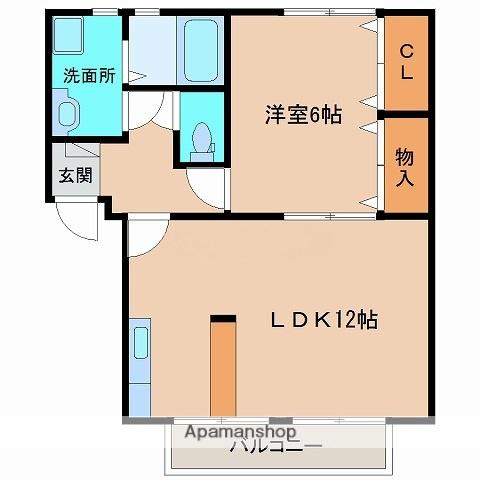 NOVA 1LDK(1LDK/2階)の間取り写真