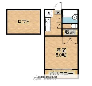 スカイヒルズMⅡ(1K/2階)の間取り写真