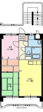 淀コーポⅢ(2LDK/4階)の間取り写真
