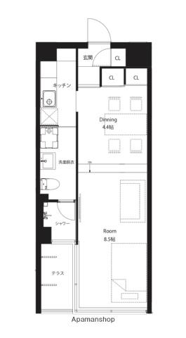 AKHC(1K/3階)の間取り写真