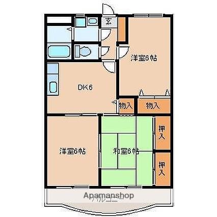 サンフィールド高鍋(3DK/2階)の間取り写真