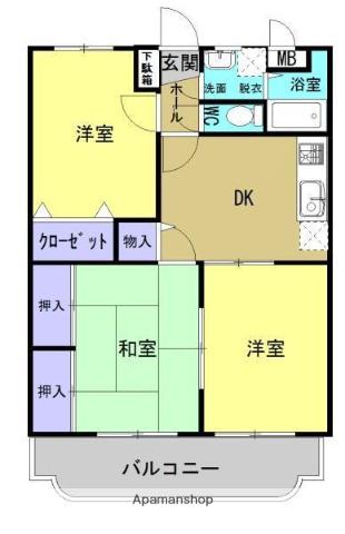 サンフィールド高鍋(3DK/1階)の間取り写真