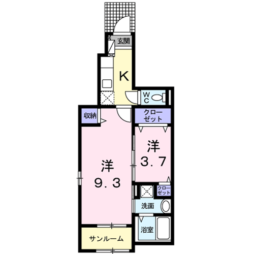 レジデンス・ジール Ⅰ(1K/1階)の間取り写真