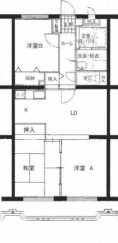第2ユーミーハイツ(3LDK/1階)の間取り写真