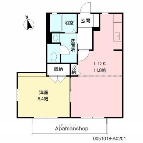 バリュージュ恒久壱番館(1LDK/2階)の間取り写真