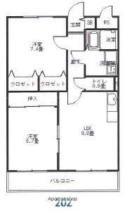 リージングマンションC棟(2DK/2階)の間取り写真