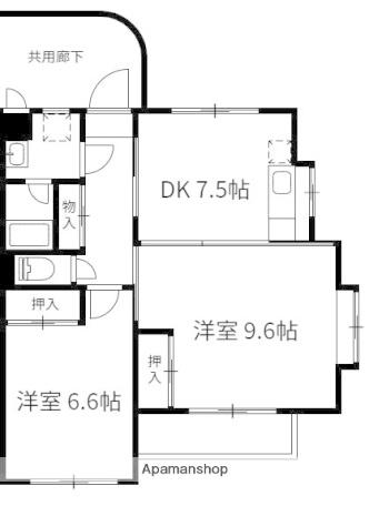 PRIMEUR(2DK/2階)の間取り写真