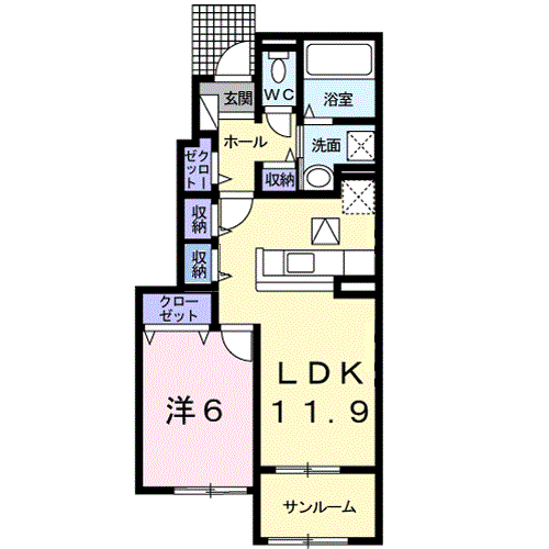 グランメゾン Ⅱ(1LDK/1階)の間取り写真