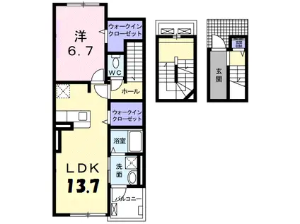 メロウ ヴィラ Ⅱ(1LDK/3階)の間取り写真