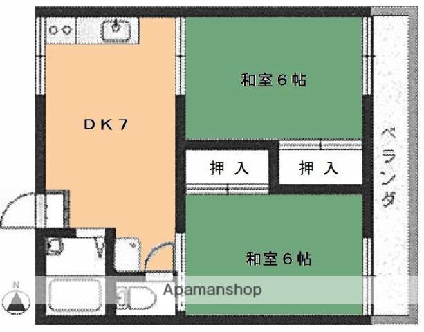 清水コーポ(2DK/2階)の間取り写真