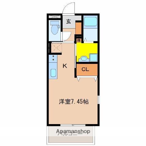 ノース FIELD(ワンルーム/2階)の間取り写真