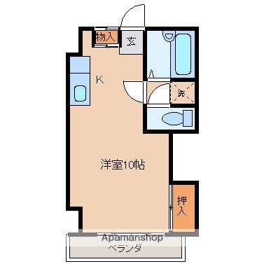 アメニティハウス(ワンルーム/2階)の間取り写真