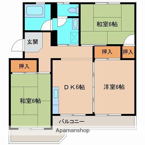 布施ビル(3LDK/4階)の間取り写真