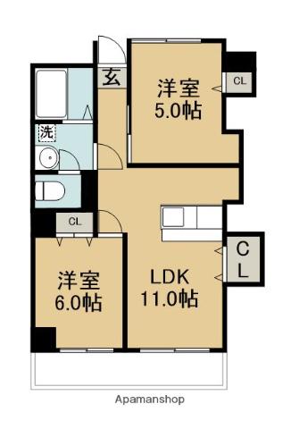 中村消防ビル(2LDK/6階)の間取り写真