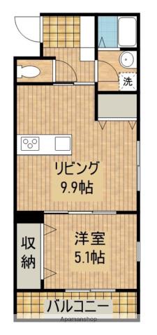 PRELUDE AOBA(1LDK/1階)の間取り写真