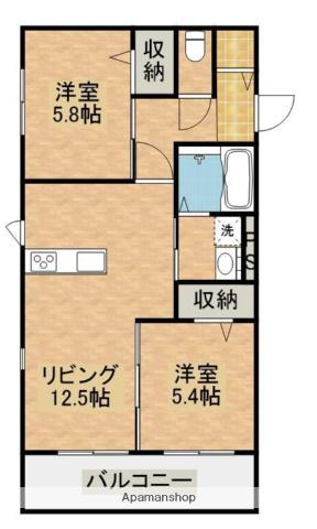 HERITAGE EMOTION(2LDK/2階)の間取り写真