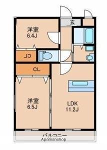 NEIGHBORS(2LDK/2階)の間取り写真