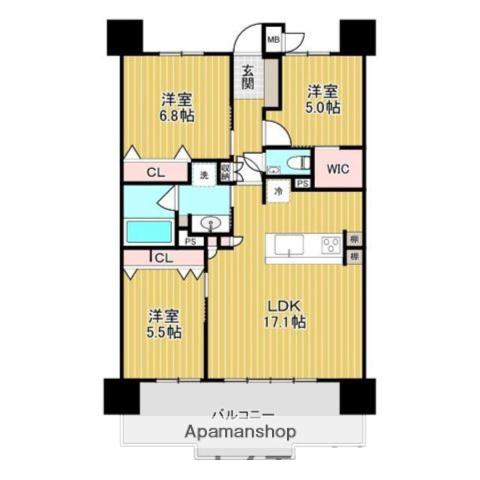 グランドパレス大淀河畔(3LDK/9階)の間取り写真