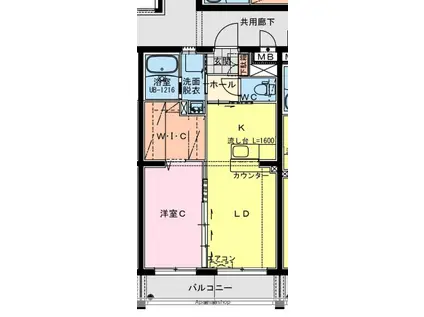 高鍋町持田YMマンション(1LDK/3階)の間取り写真