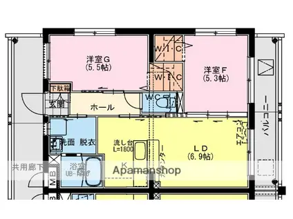 高鍋町持田YMマンション(2LDK/2階)の間取り写真