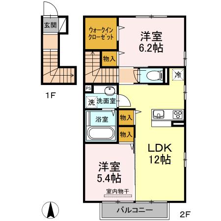 ラ・ルーチェ(2LDK/2階)の間取り写真