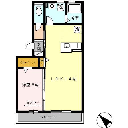 T-ROOM(1LDK/2階)の間取り写真