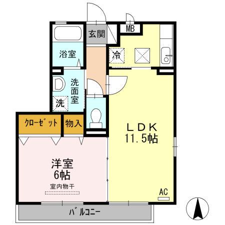 Ⅰ・パラッツオ(1LDK/1階)の間取り写真