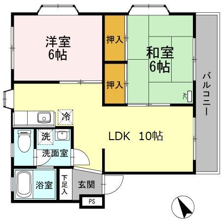 パレドゥ大淀(2LDK/2階)の間取り写真
