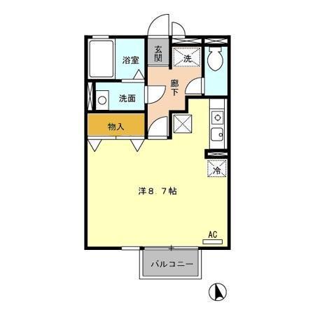 ユニヴェール白山(ワンルーム/1階)の間取り写真