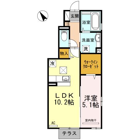 セジュールひより(1LDK/1階)の間取り写真
