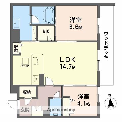 シャーメゾン江平ウエスト(2LDK/1階)の間取り写真