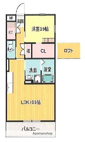 バンベールノース(1LDK/4階)の間取り写真