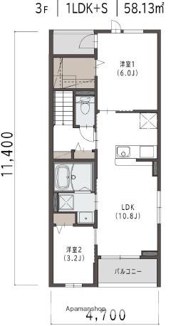 マリベール ラ メール(1SLDK/3階)の間取り写真