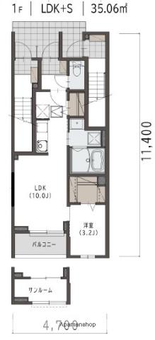 マリベール ラ メール(1LDK/1階)の間取り写真