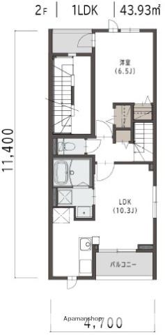 マリベール ラ メール(1LDK/2階)の間取り写真