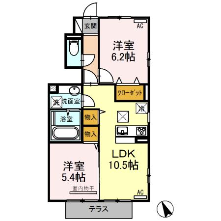 ソディスファーレ(2LDK/1階)の間取り写真