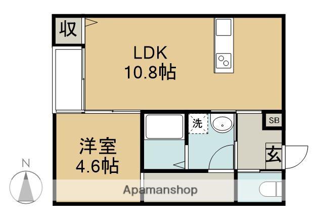 CUORE A棟(1LDK/2階)の間取り写真