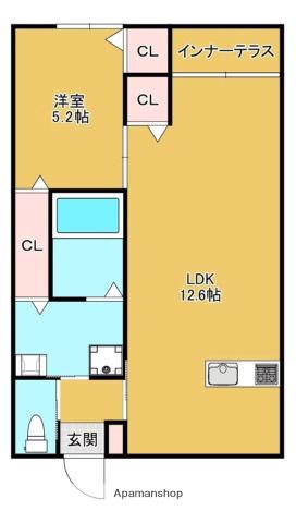 GROWTH GONGEN(1LDK/2階)の間取り写真